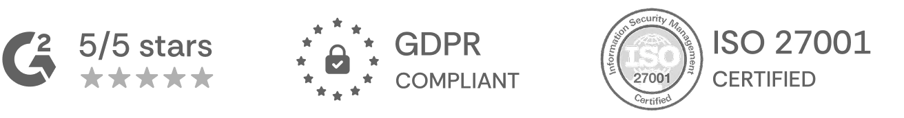 SOC 2 Type II, ISO 27001, GDPR and HIPAA compliance badges