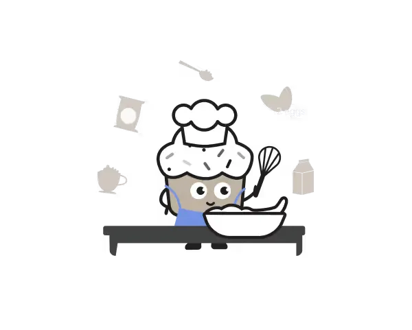 Cakewalk character baking representing productive team leads and employees