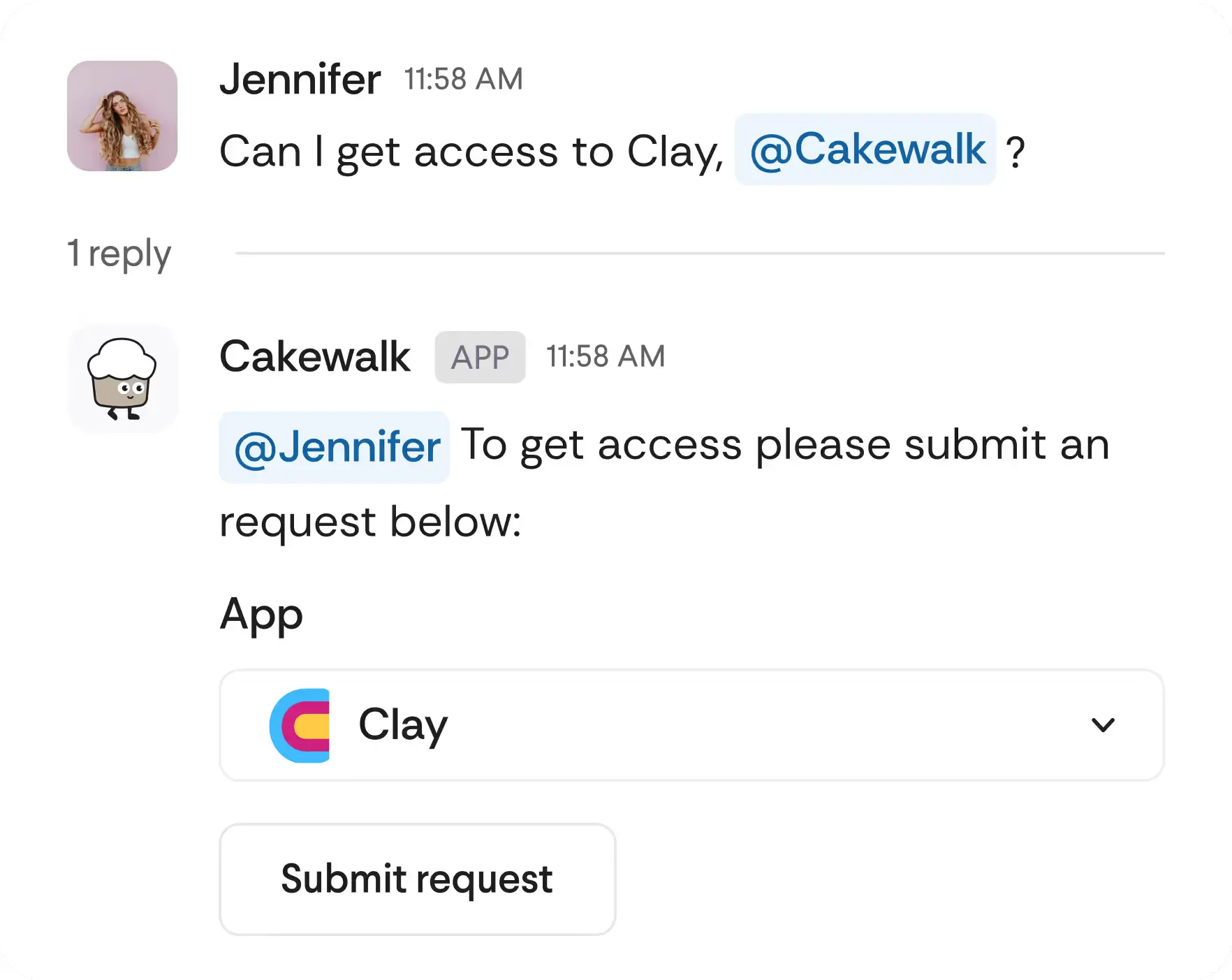 Employee self service access request interface